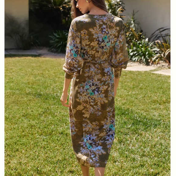 NWOT ANTHROPOLOGIE Ro's Garden Indiana Long Sleeve Midi Nap Dress SIZE M - Picture 4 of 6